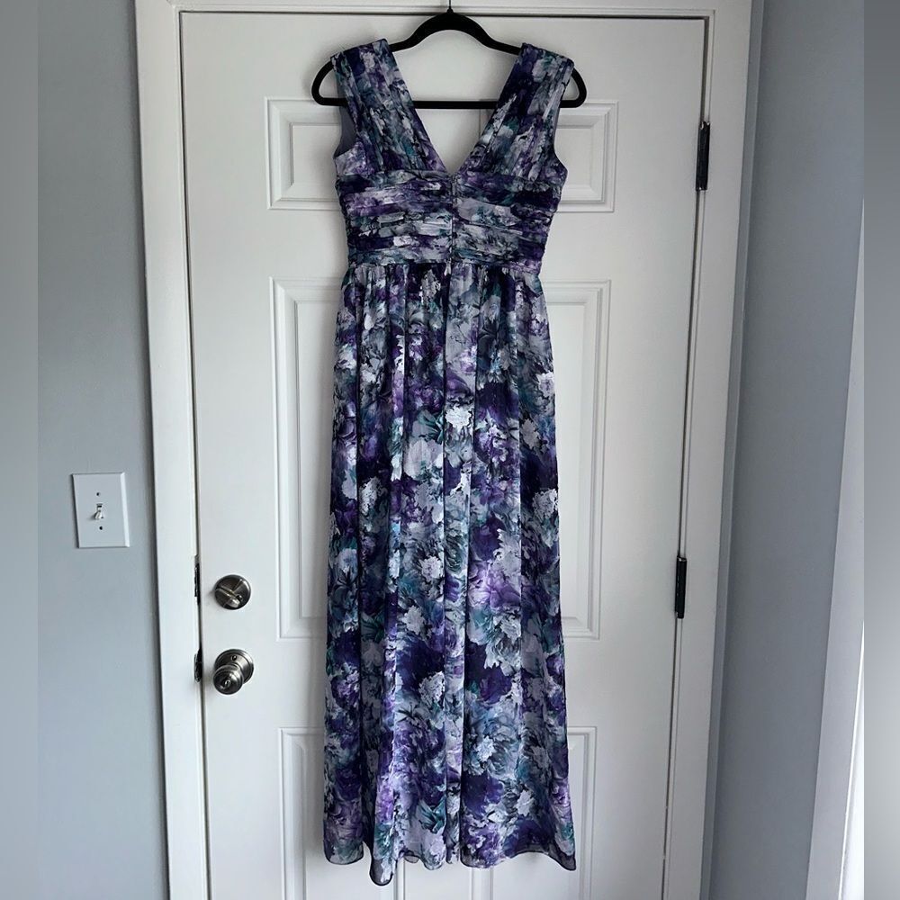DRESS THE POPULATION SIZE S Jaclyn Pleated Floral Print A-Line Gown SIZE S MAXI - Picture 5 of 6